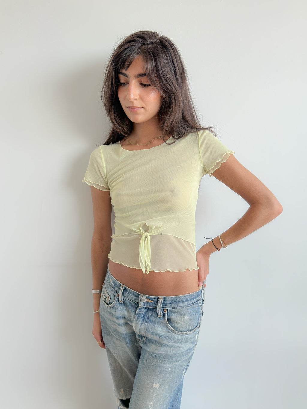 mesh baby tee / size xs-s