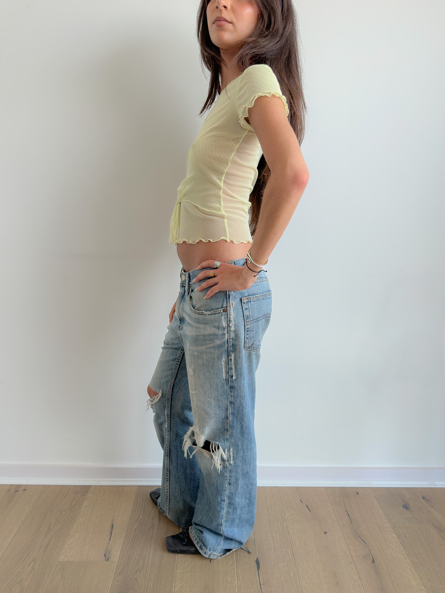 mesh baby tee / size xs-s