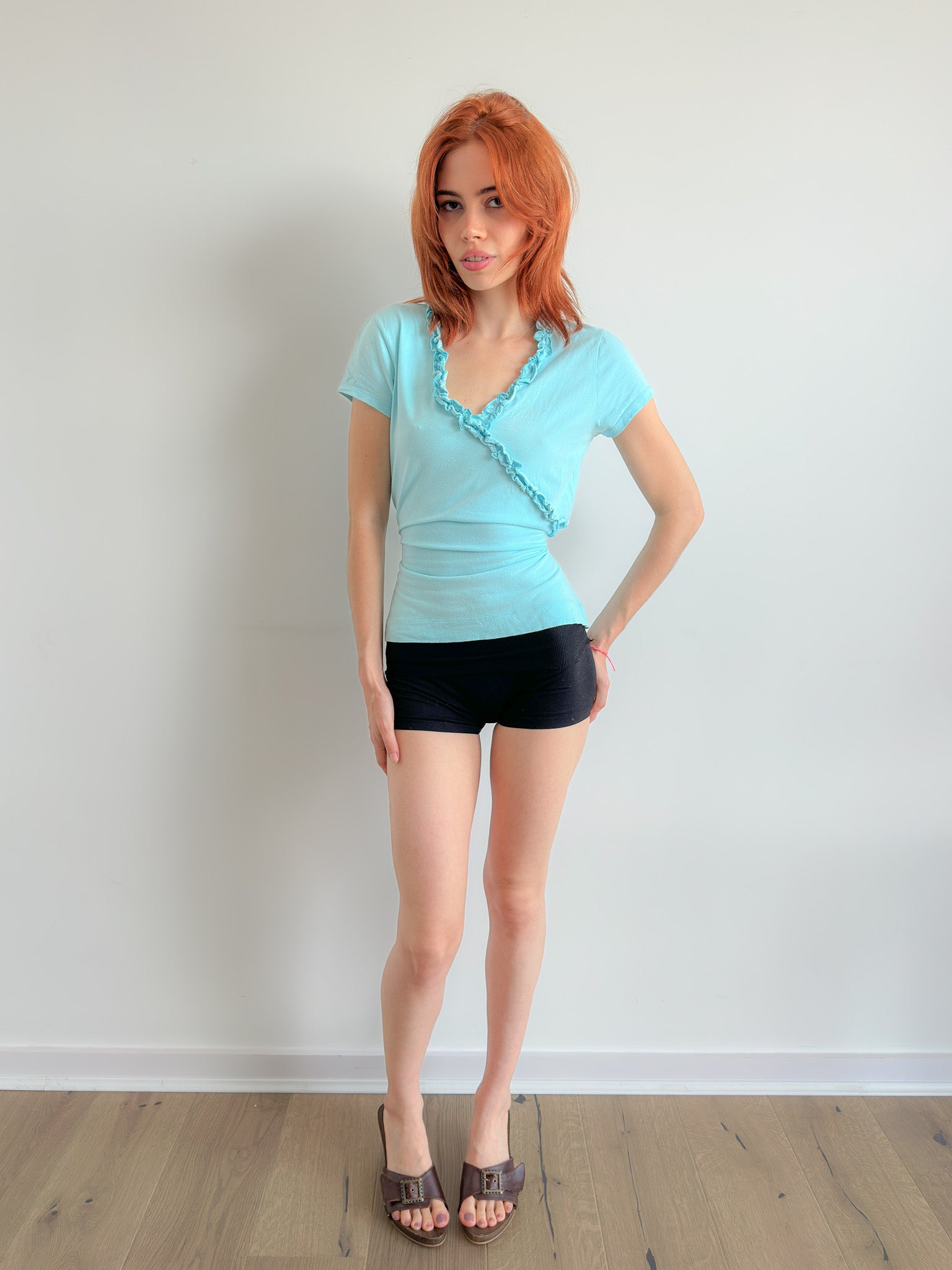 aqua tie top / size m