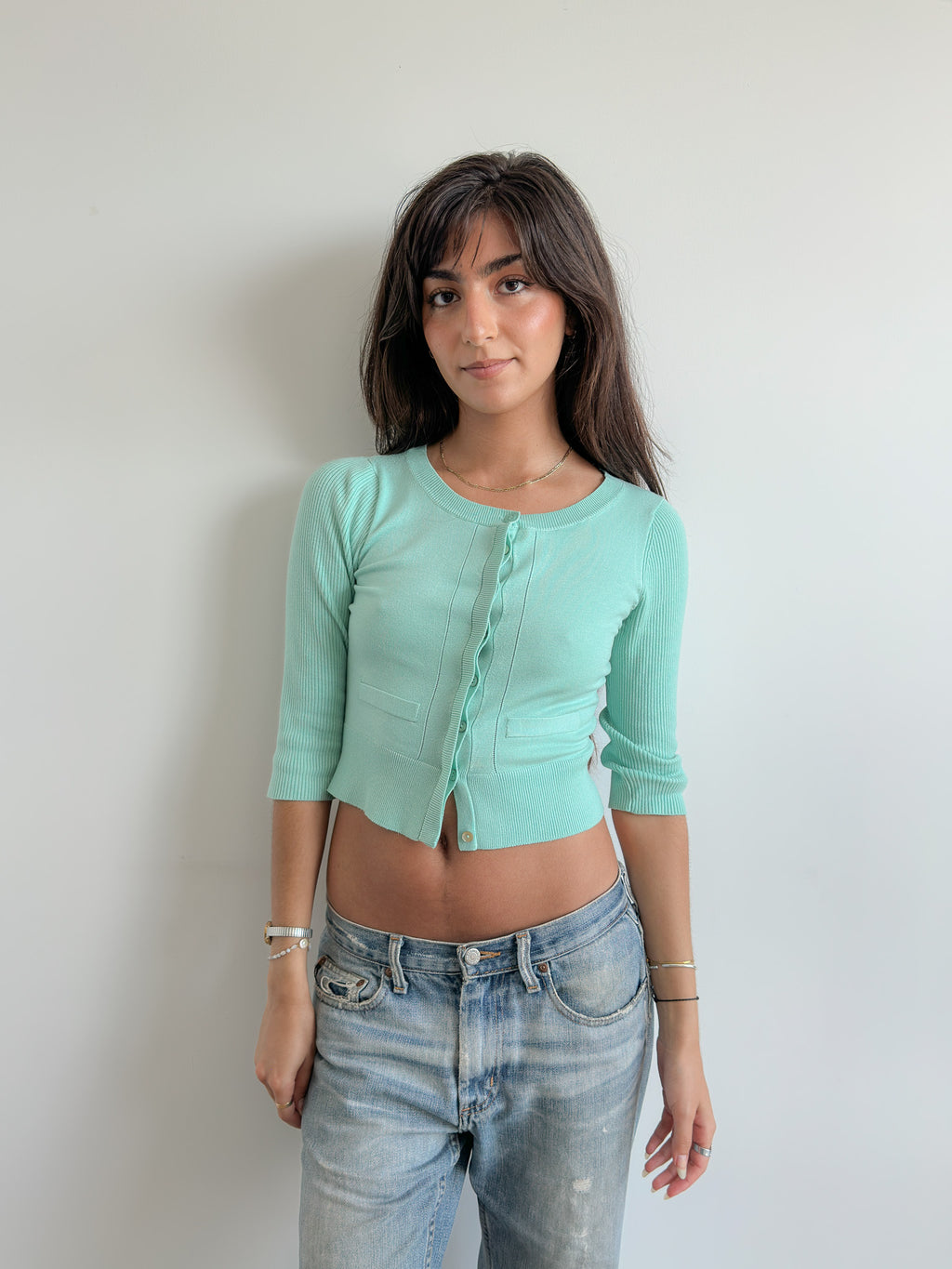 3/4 sleeve cardigan / size xs-s