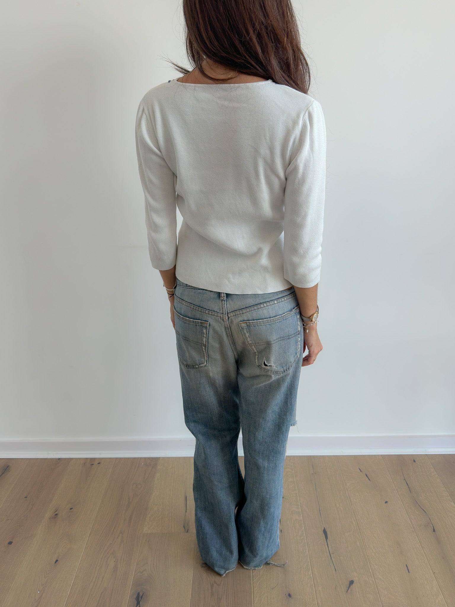 3/4 sleeve knit top / size s-m
