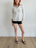 3/4 sleeve pinstripe shirt / size s