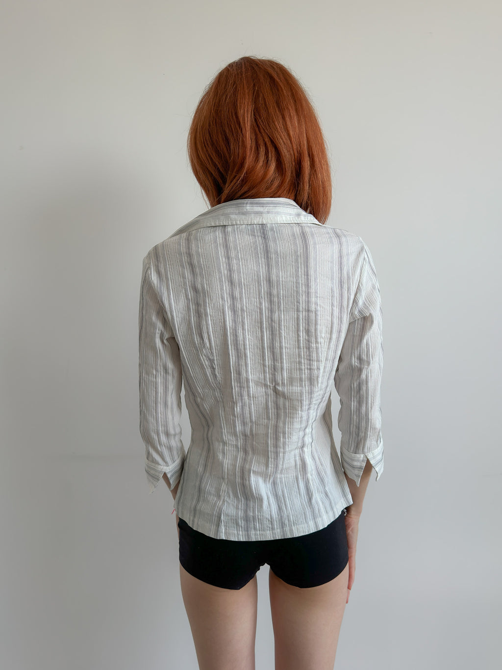 3/4 sleeve pinstripe shirt / size s