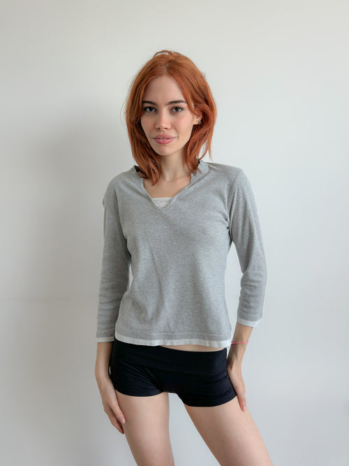 3/4 sleeve layered top / size s-m
