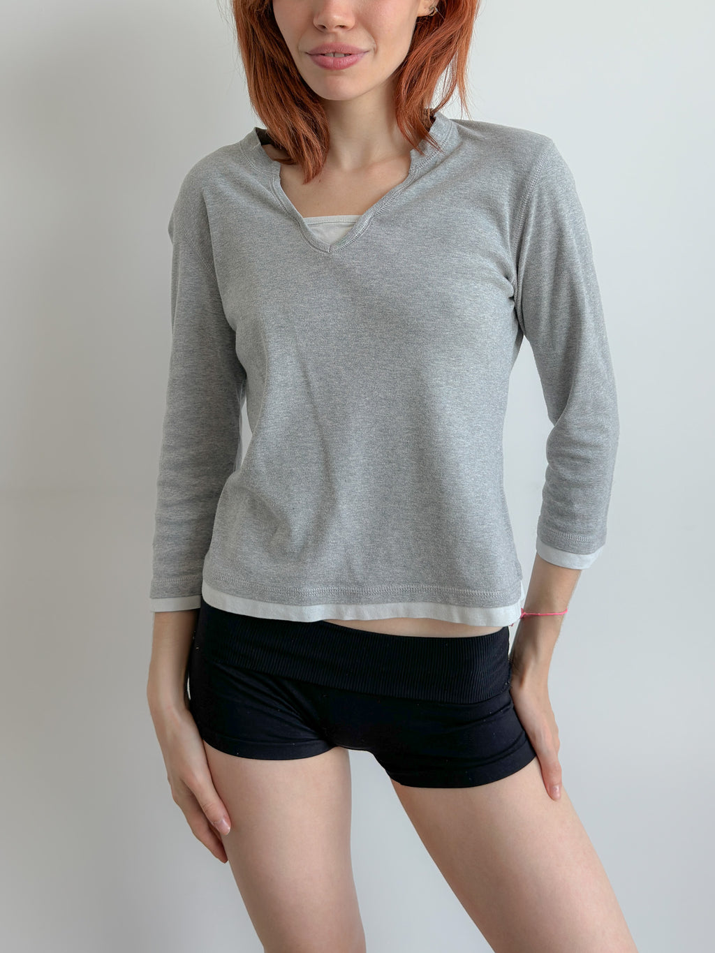 3/4 sleeve layered top / size s-m