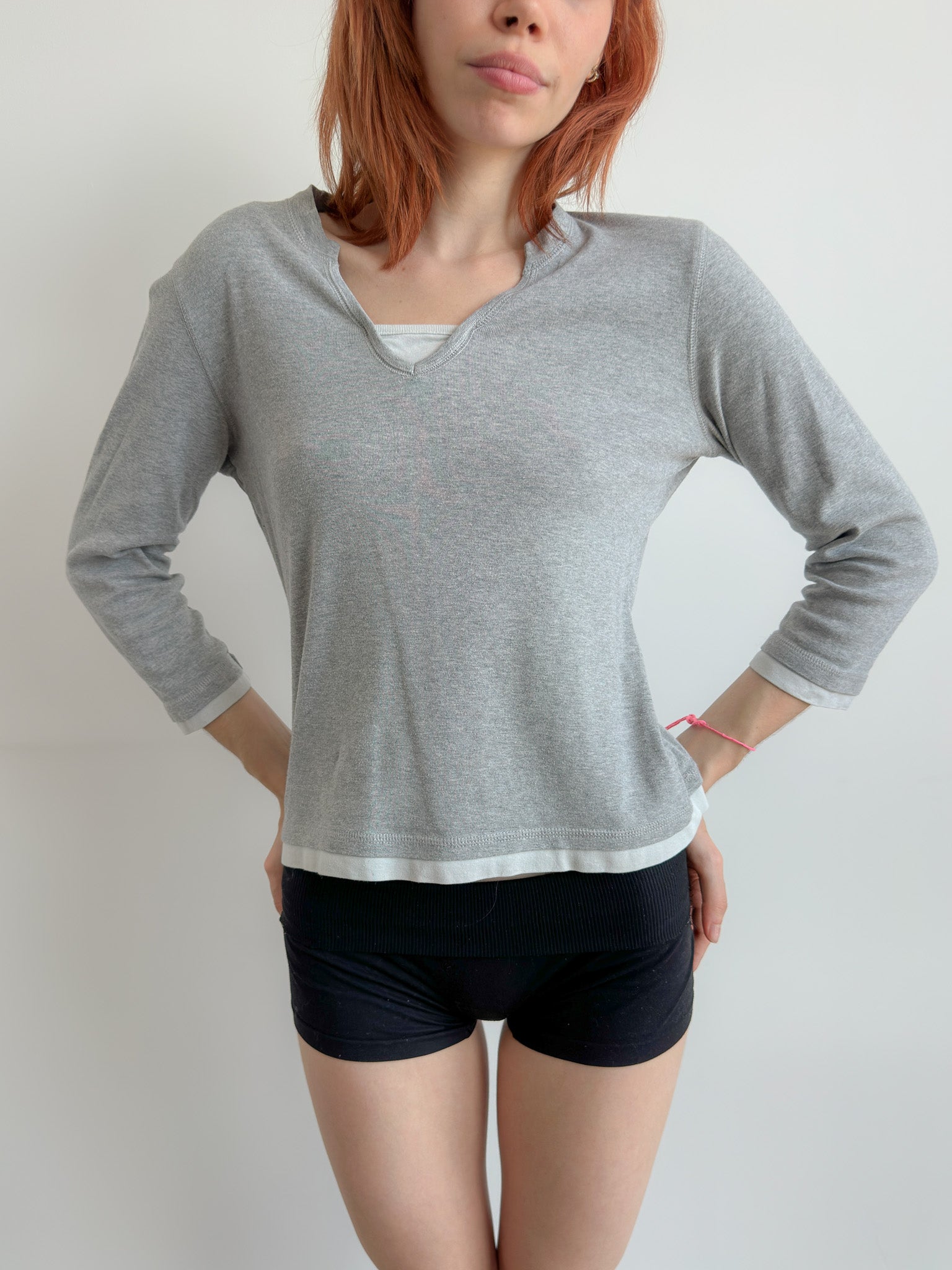 3/4 sleeve layered top / size s-m