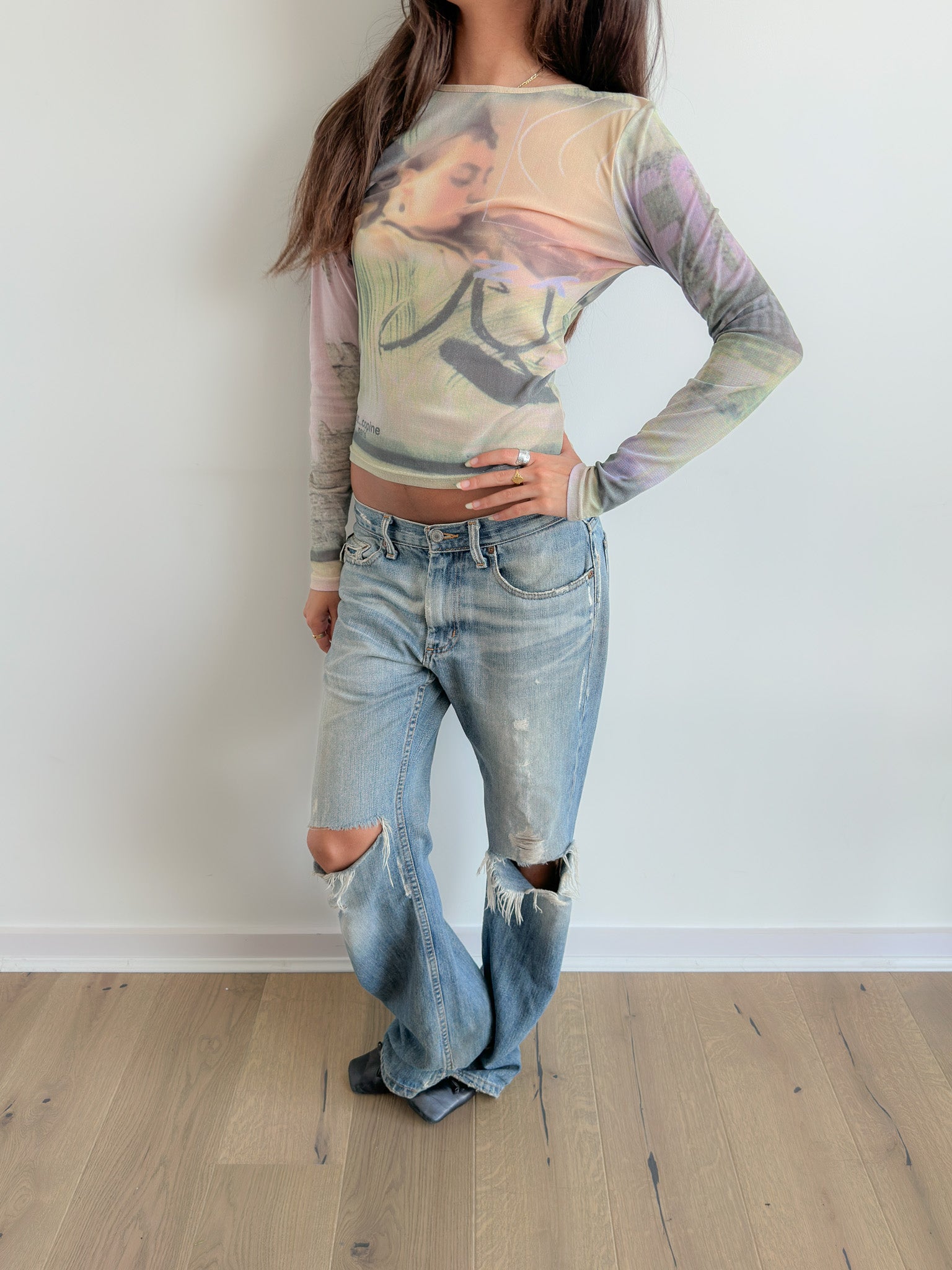 cop copine mesh top / size s