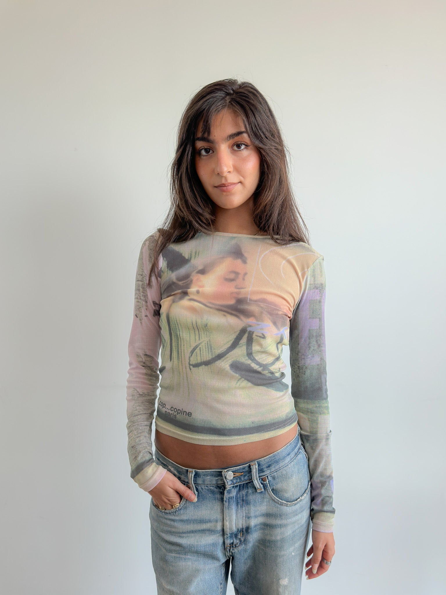 cop copine mesh top / size s