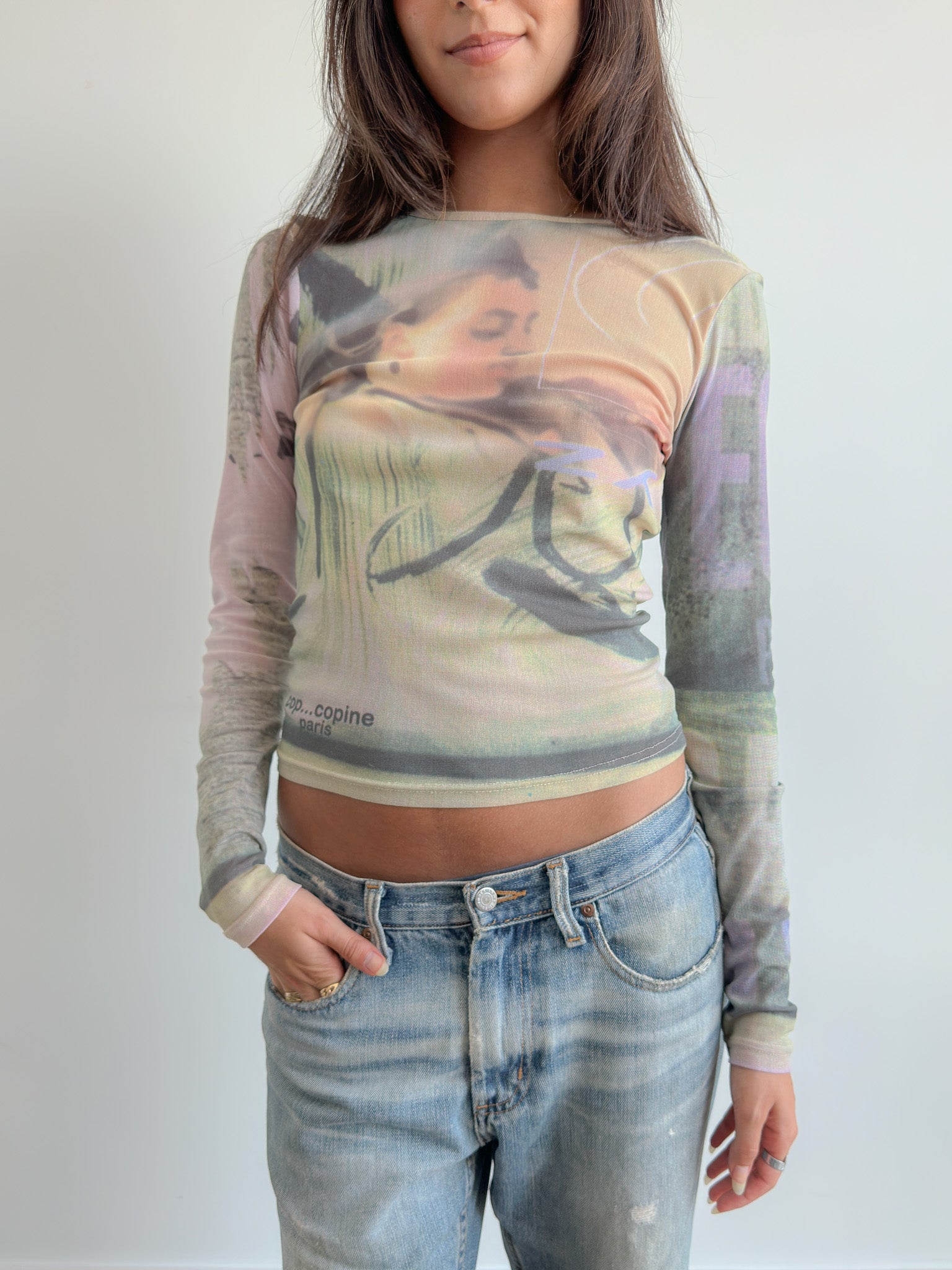 cop copine mesh top / size s