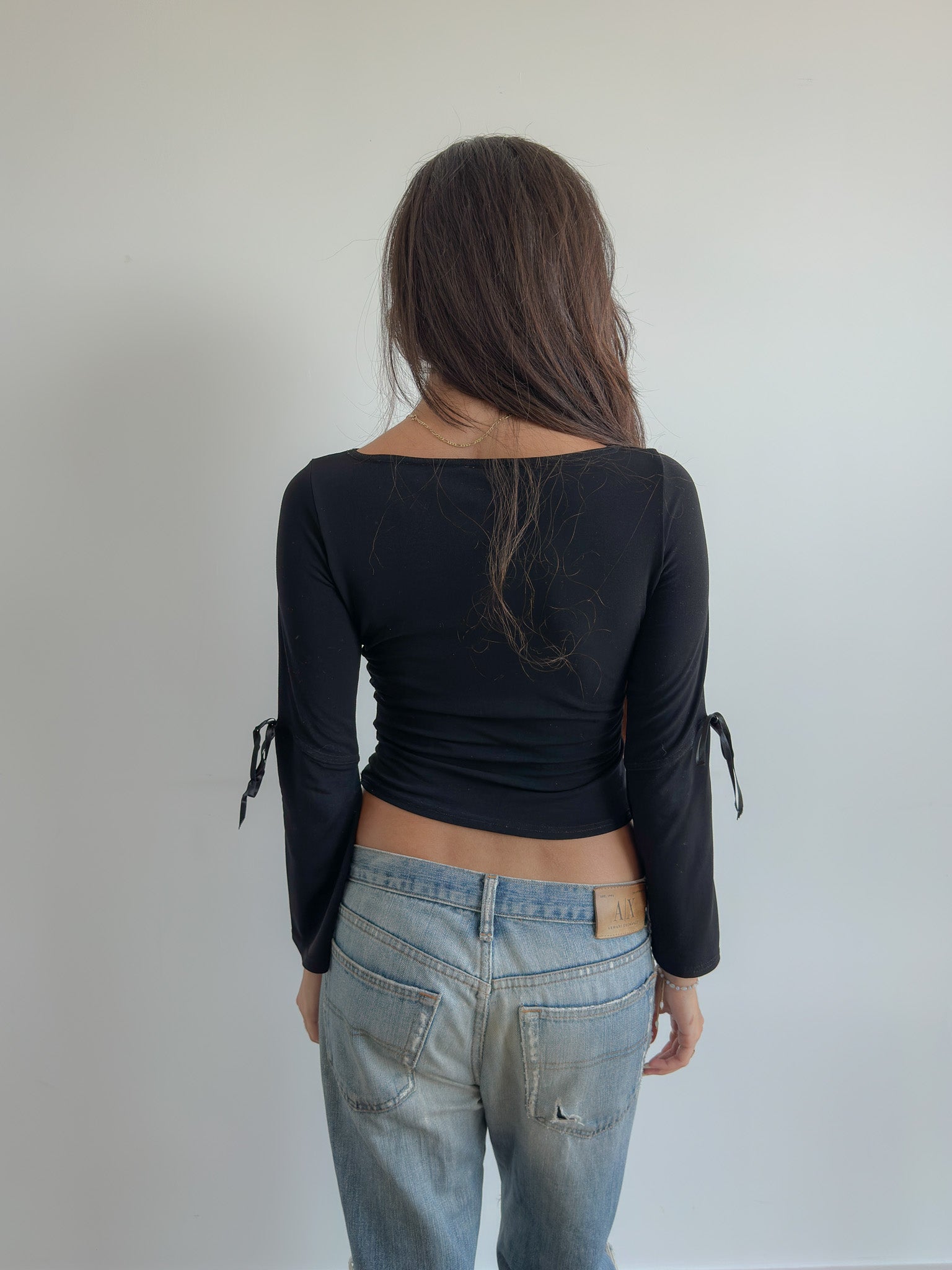 slash neck top / size xs-s
