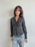 ruched pinstripe shirt / size s