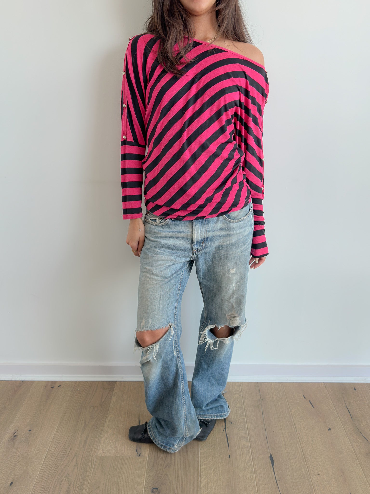 slouch stripe top / size s-m