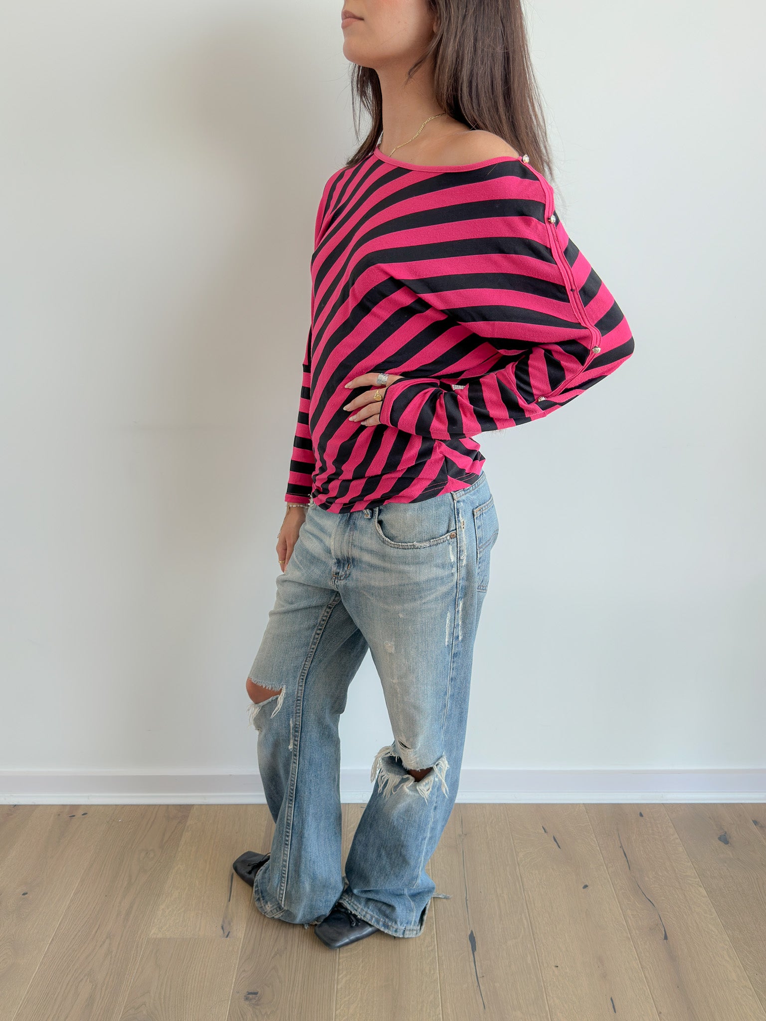 slouch stripe top / size s-m