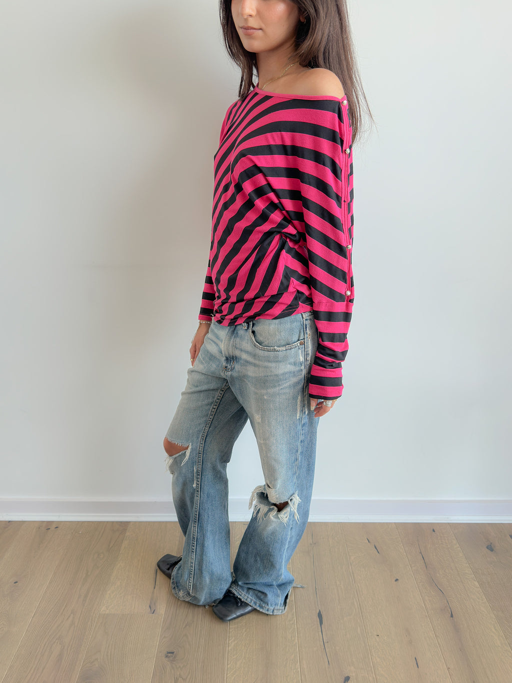 slouch stripe top / size s-m