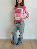 off shoulder stripe top / size s