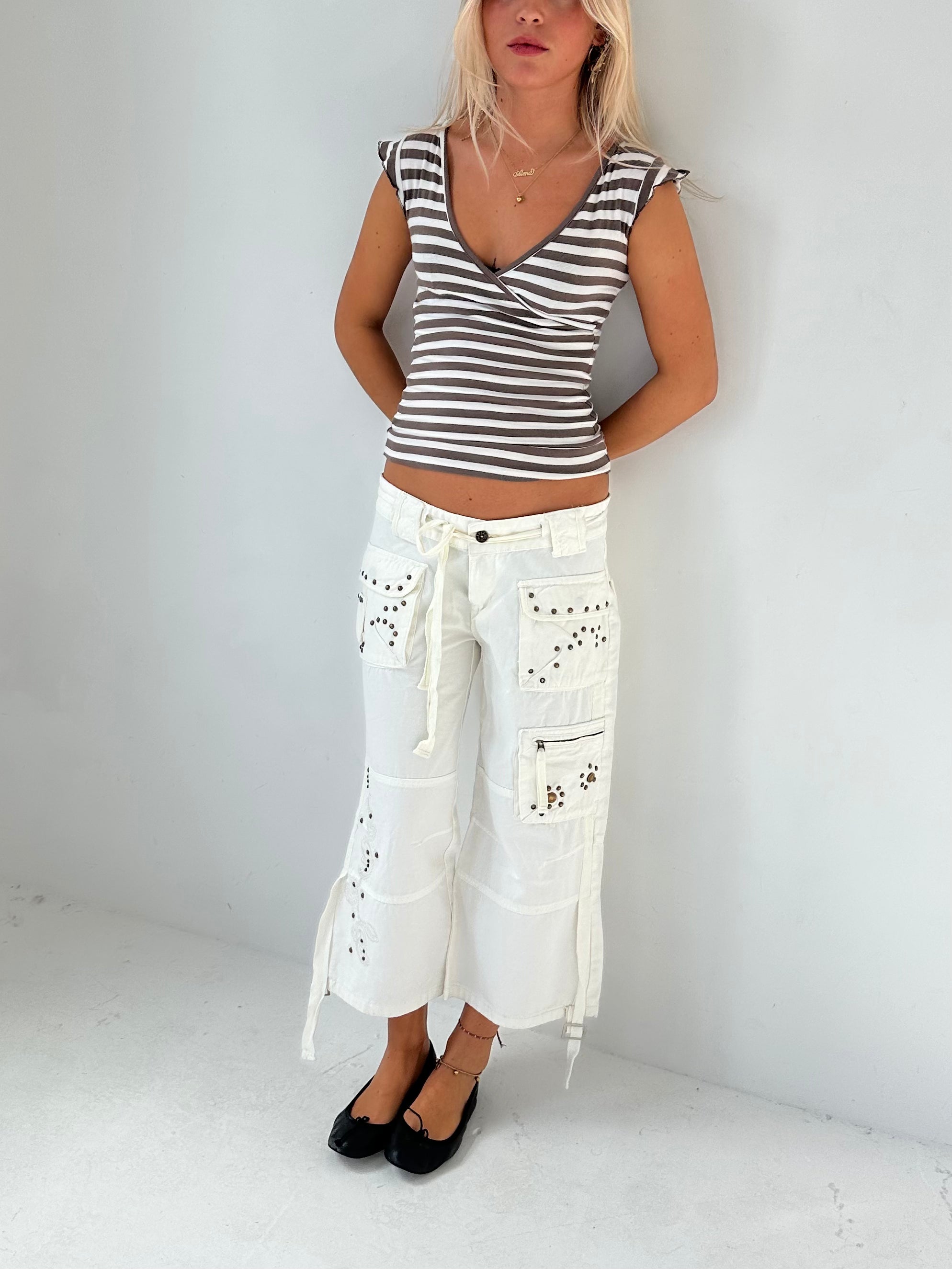 cargo capri pants — size s/m