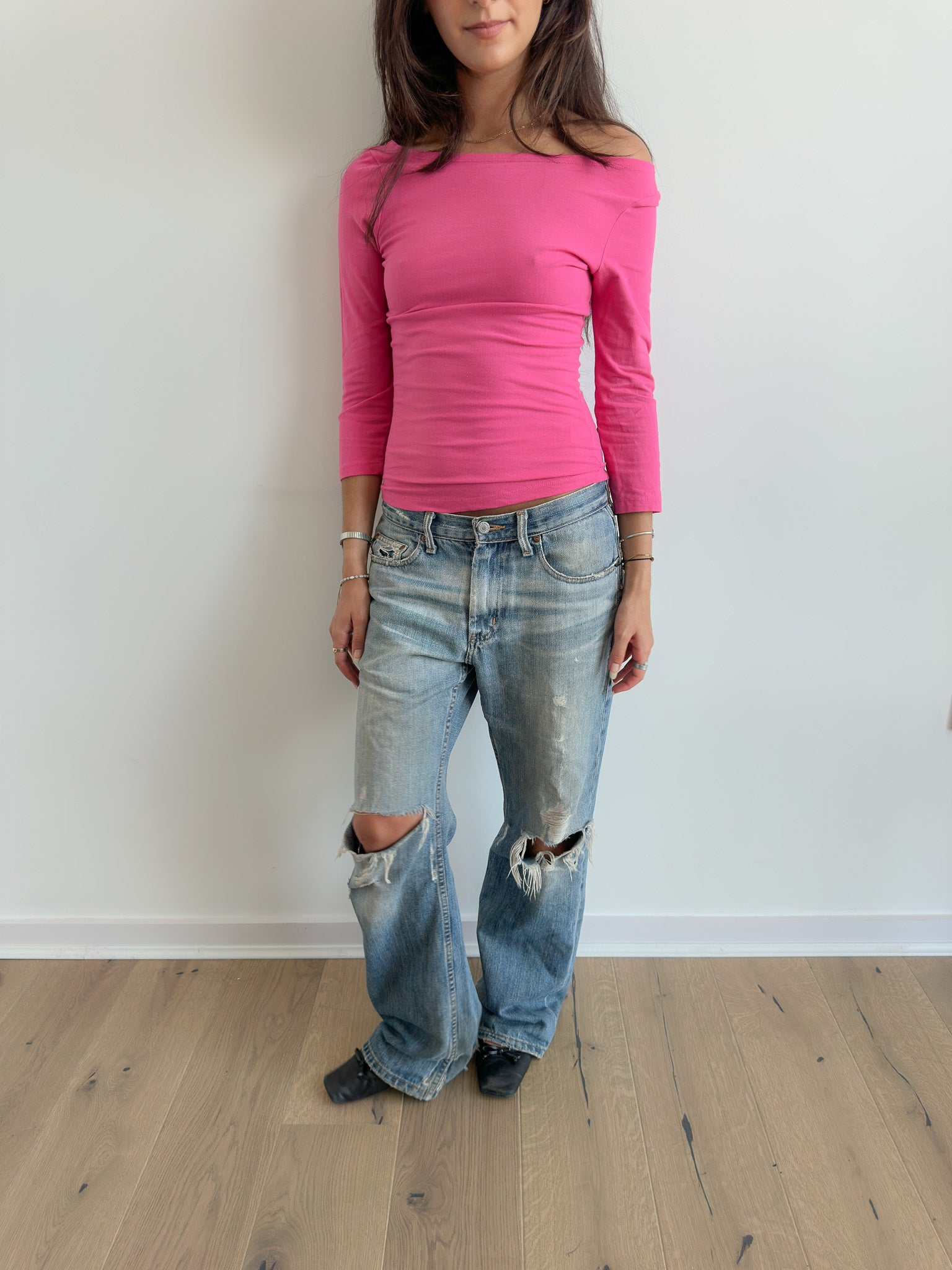 3/4 sleeve top / size xs-s
