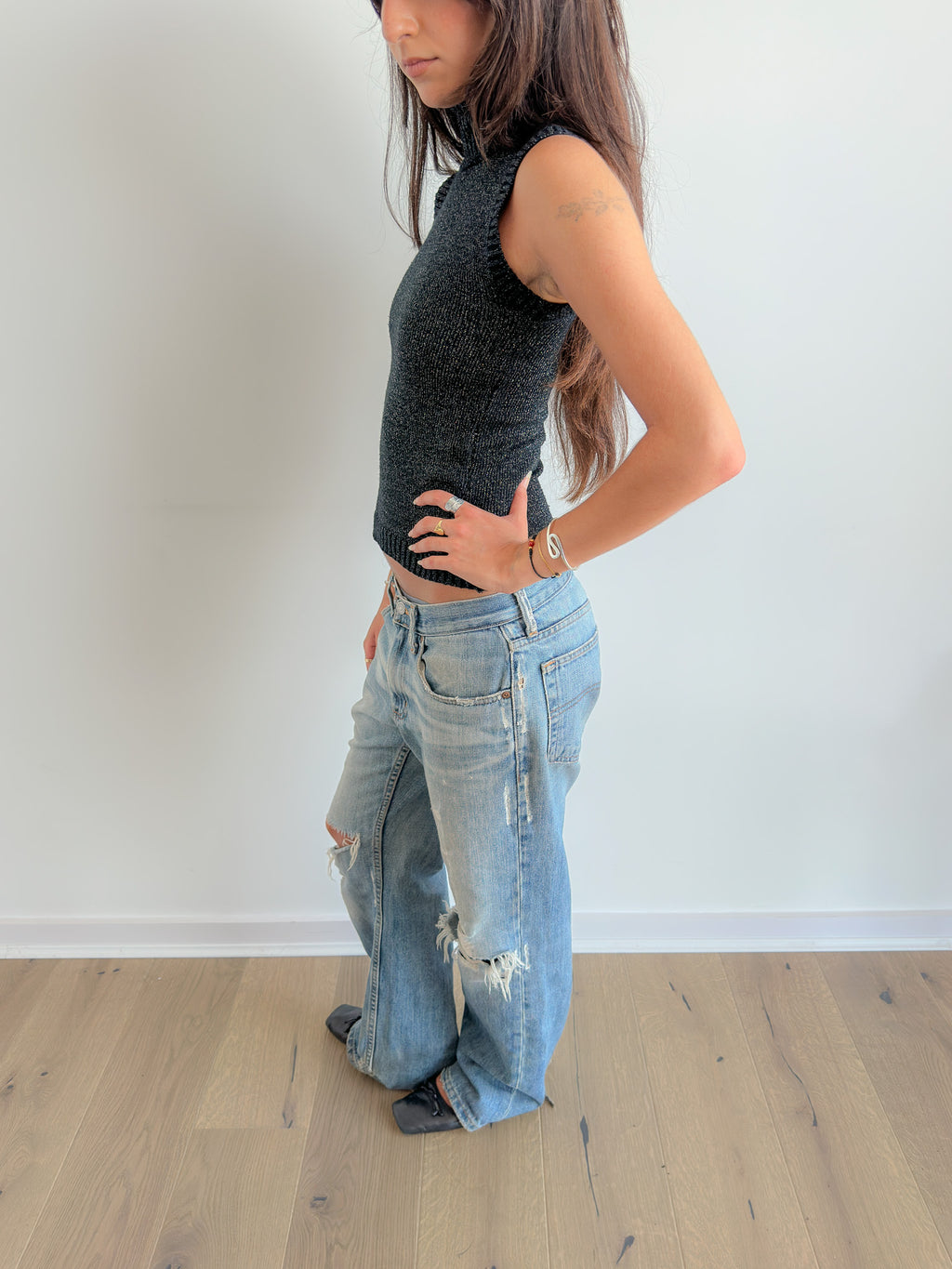 sleeveless roll neck knit / size s