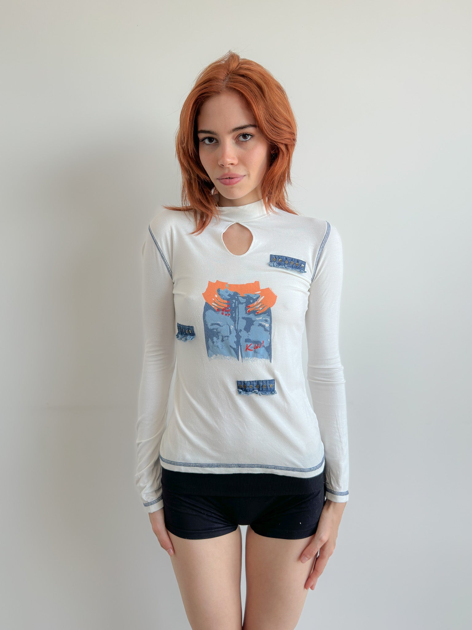 high neck top / size xs