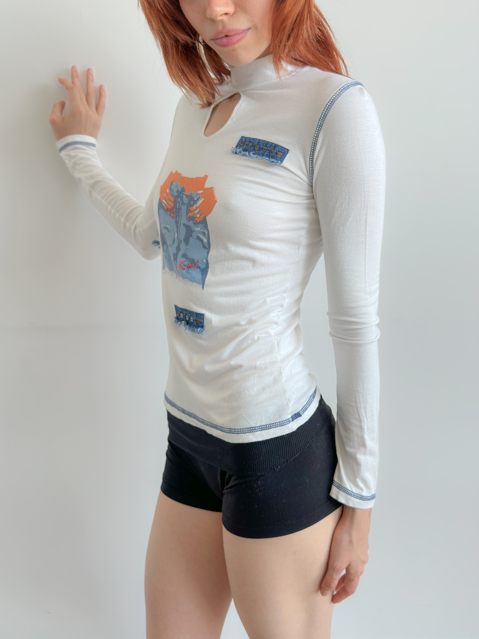 high neck top / size xs