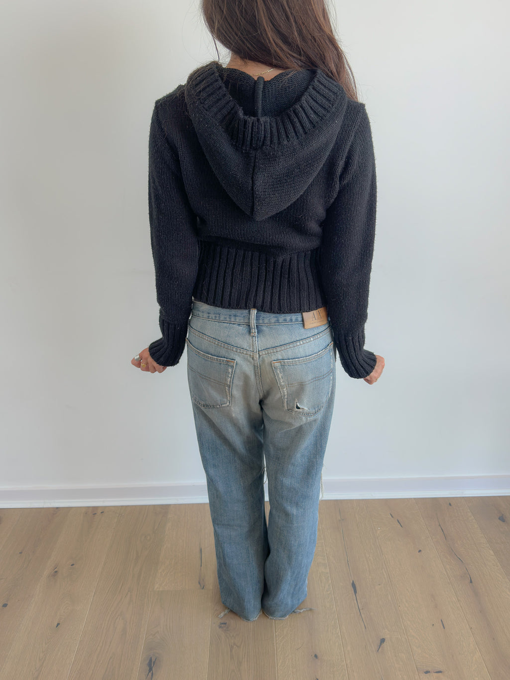 knit hoodie / size xs-s