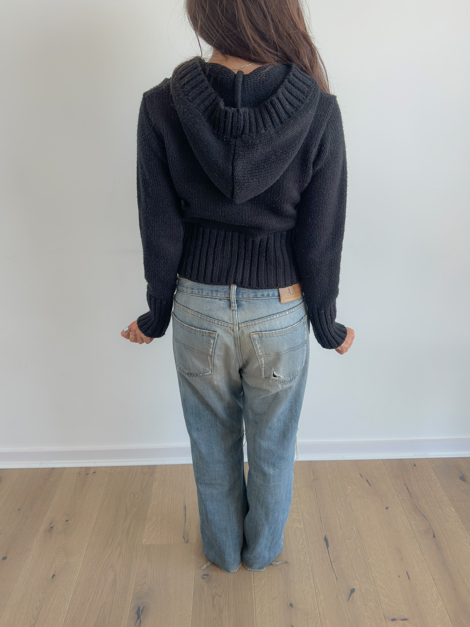 knit hoodie / size xs-s