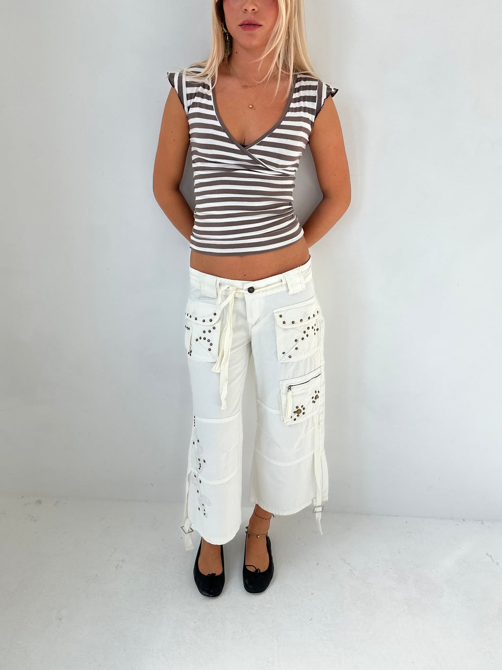 cargo capri pants — size s/m