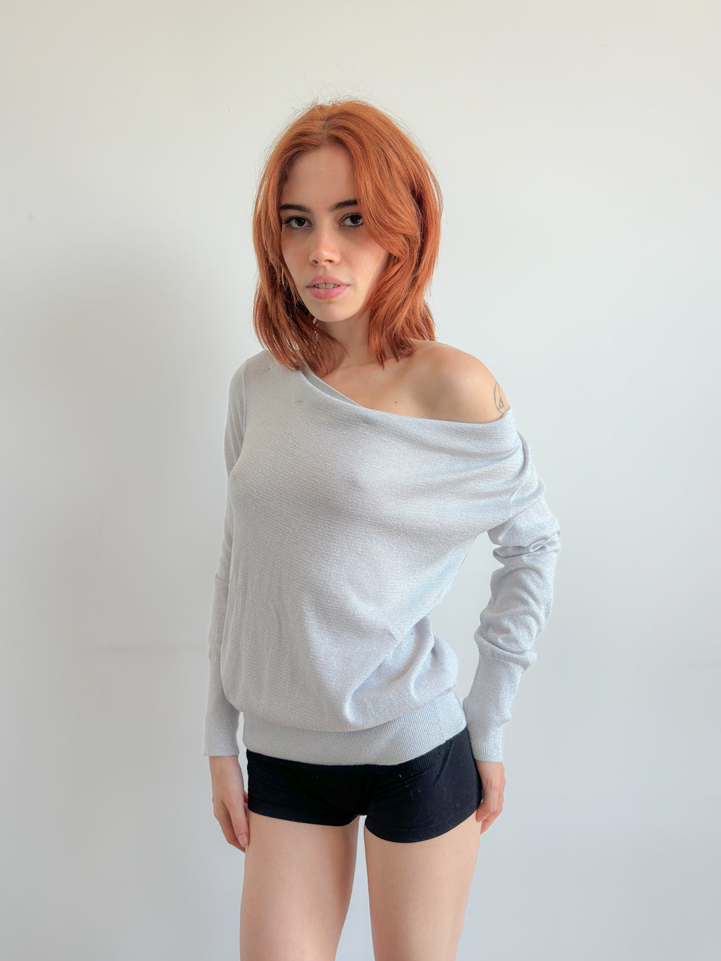 slouchy off shoulder knit / size s