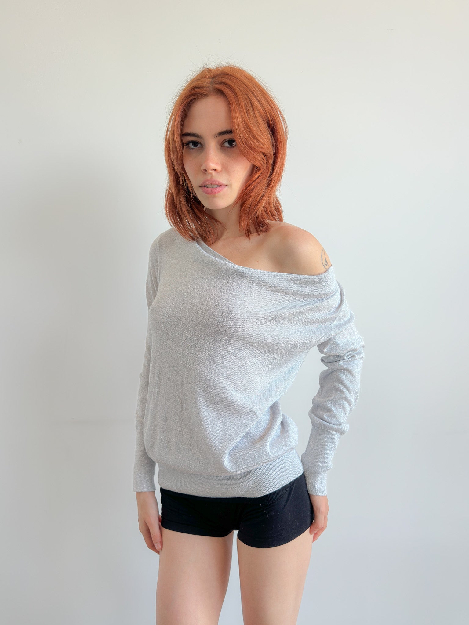 slouchy off shoulder knit / size s