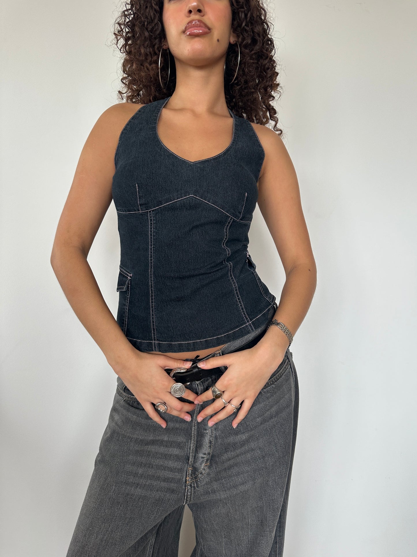 Denim Halter Top · Size S