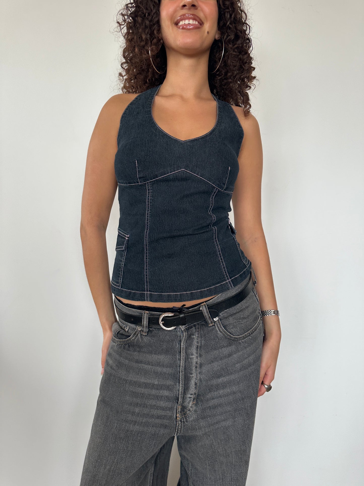 Denim Halter Top · Size S