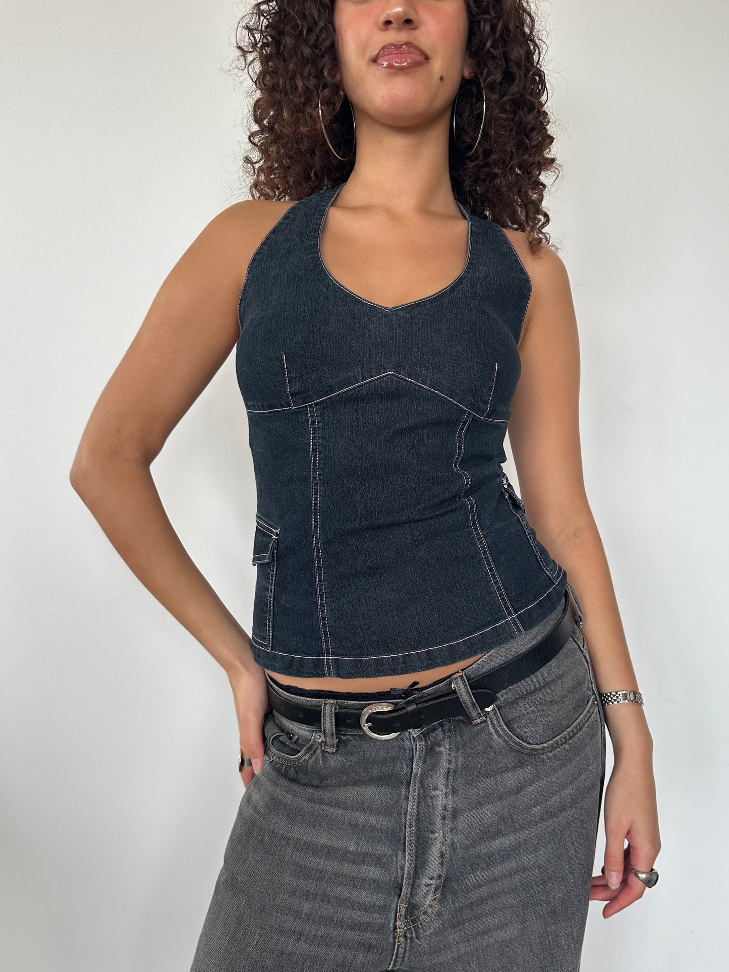 Denim Halter Top · Size S