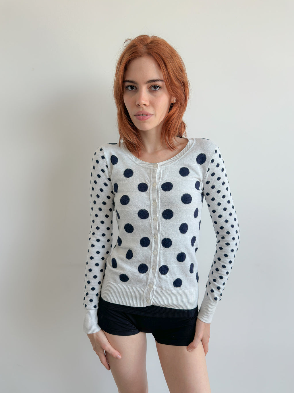 polka dot cardigan / size xs-s