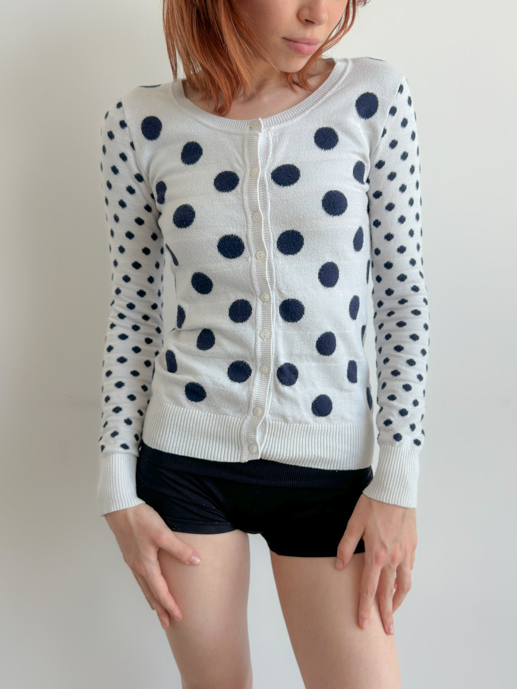 polka dot cardigan / size xs-s