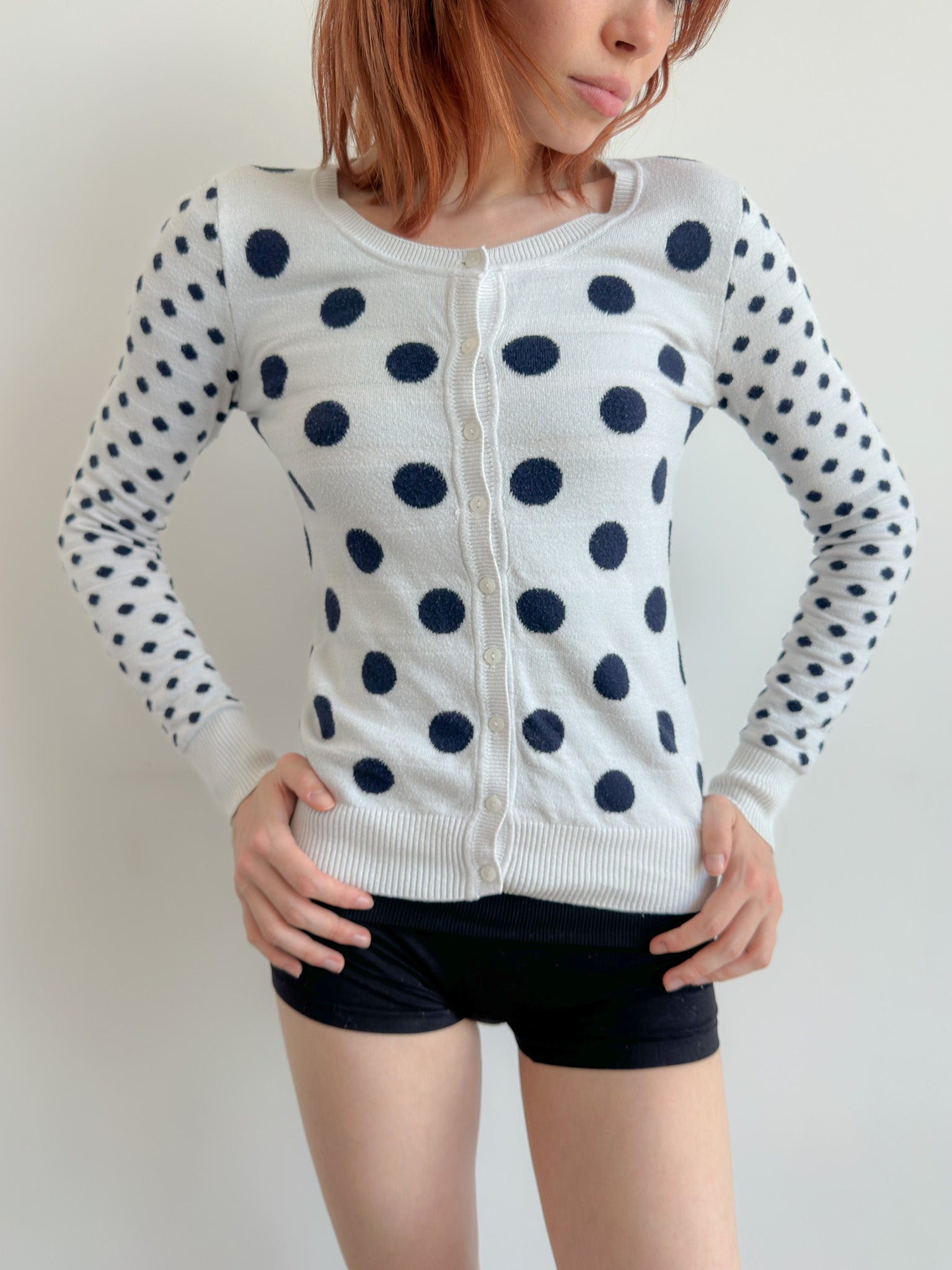 polka dot cardigan / size xs-s