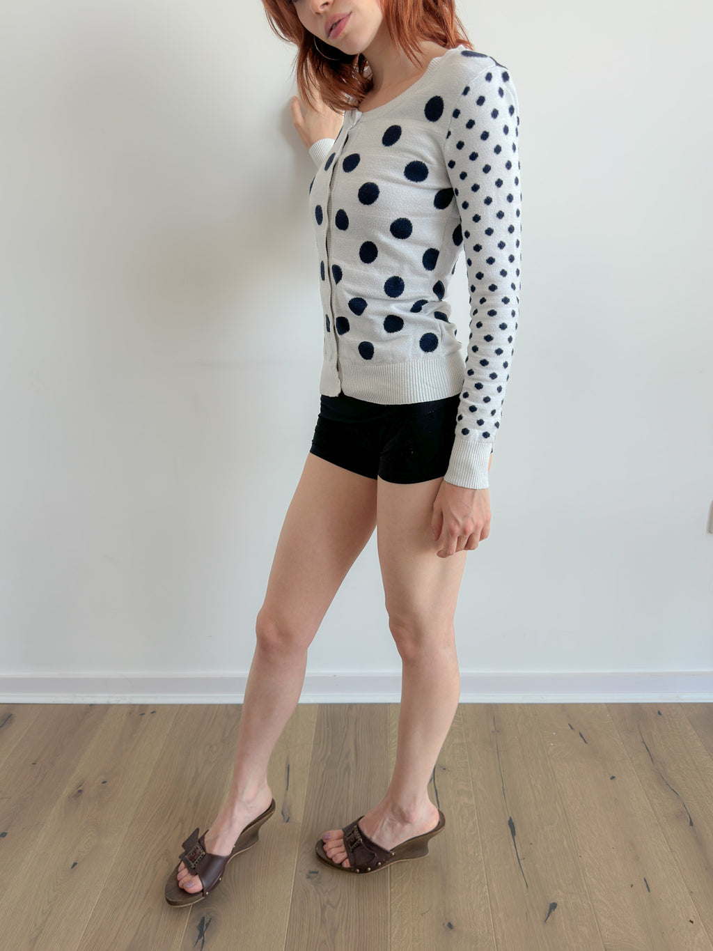 polka dot cardigan / size xs-s