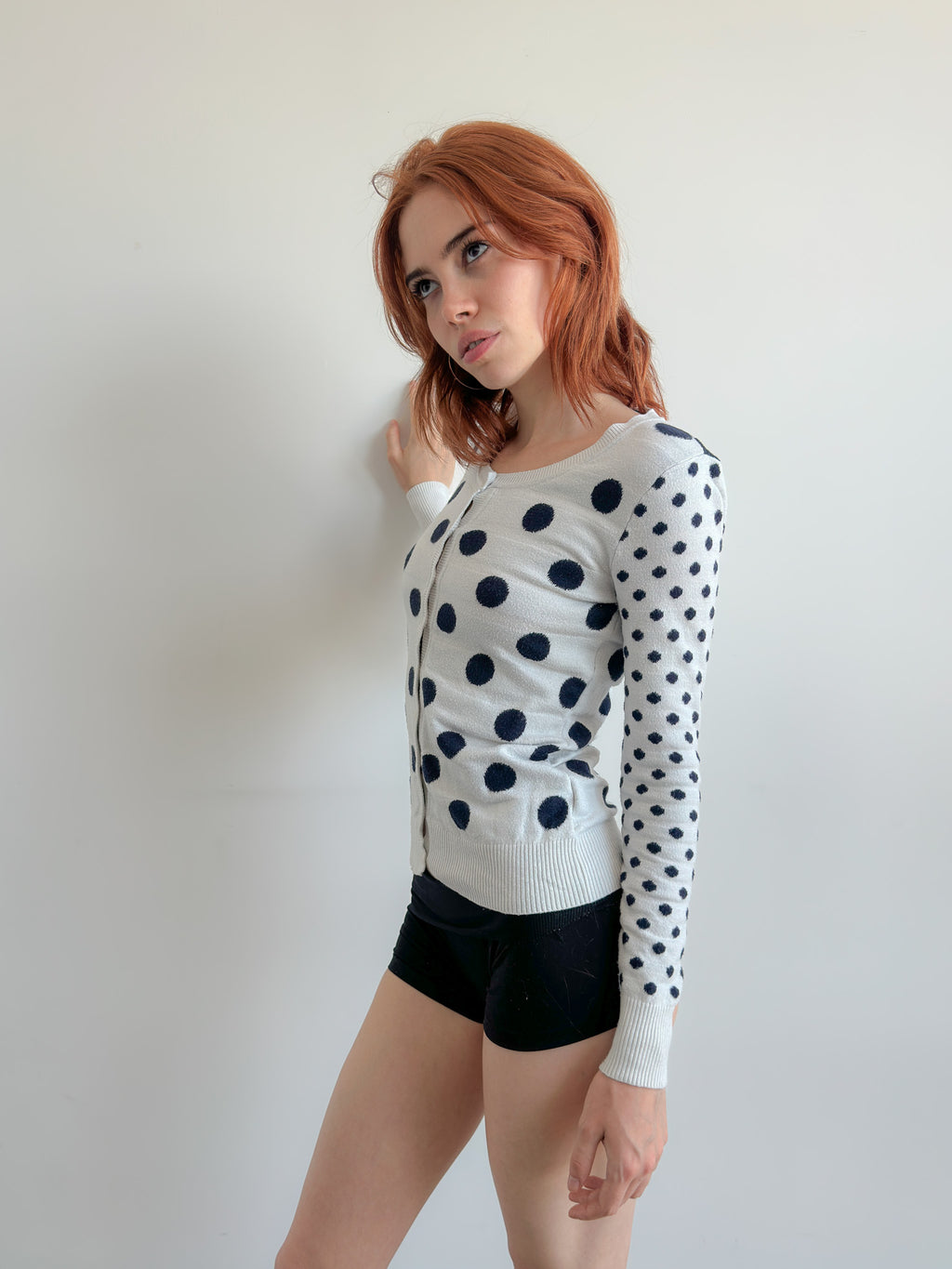 polka dot cardigan / size xs-s