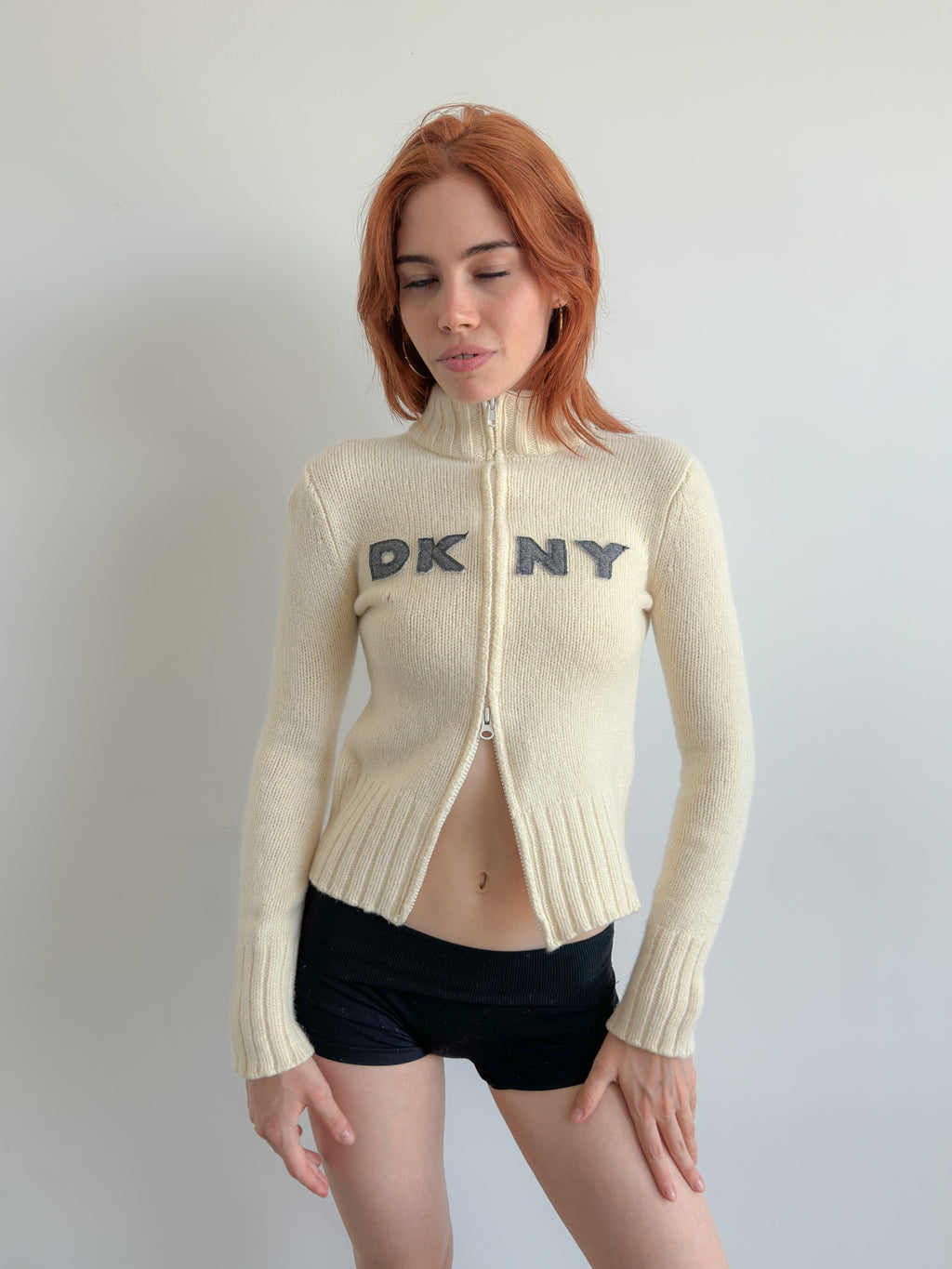 DKNY dual zip knit / size xs-s