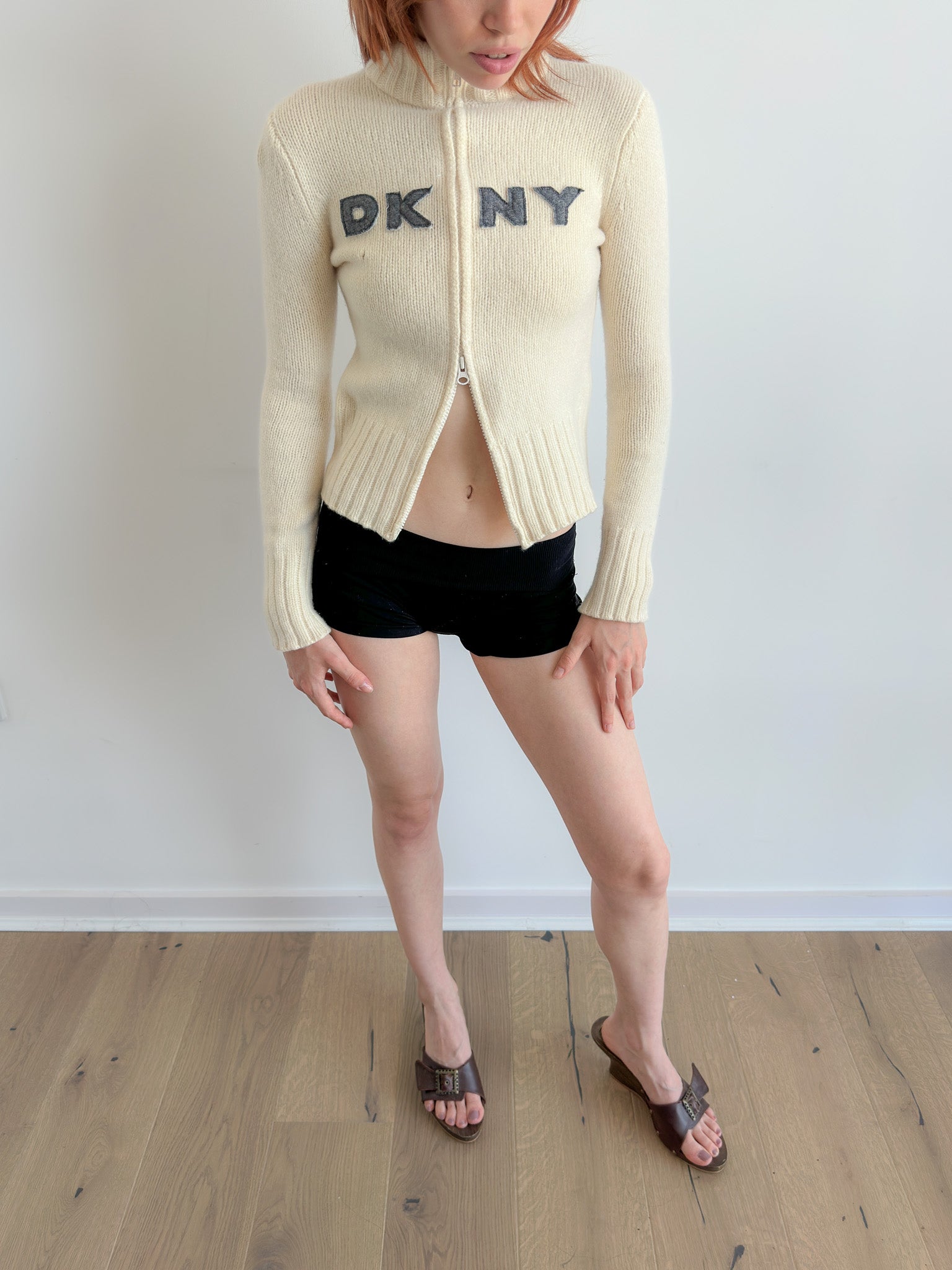 DKNY dual zip knit / size xs-s