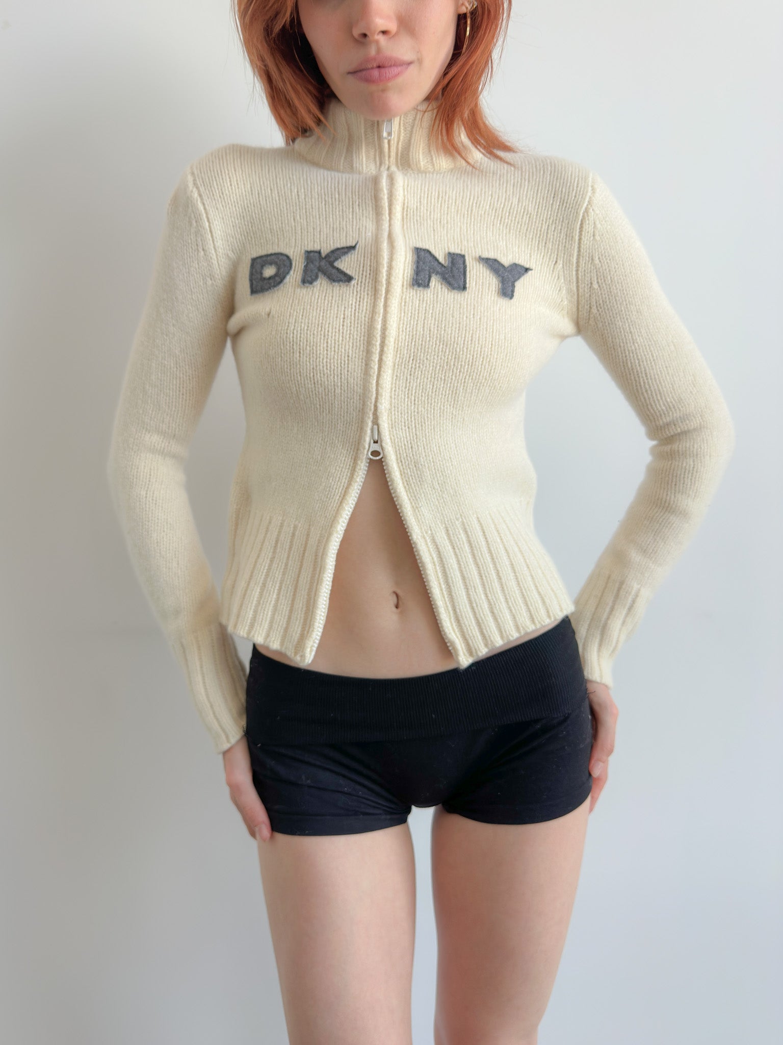 DKNY dual zip knit / size xs-s