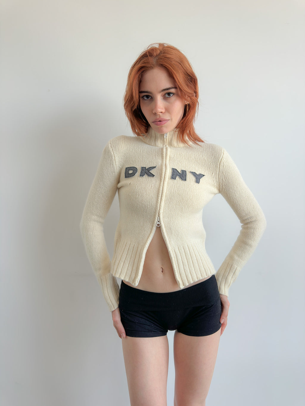 DKNY dual zip knit / size xs-s