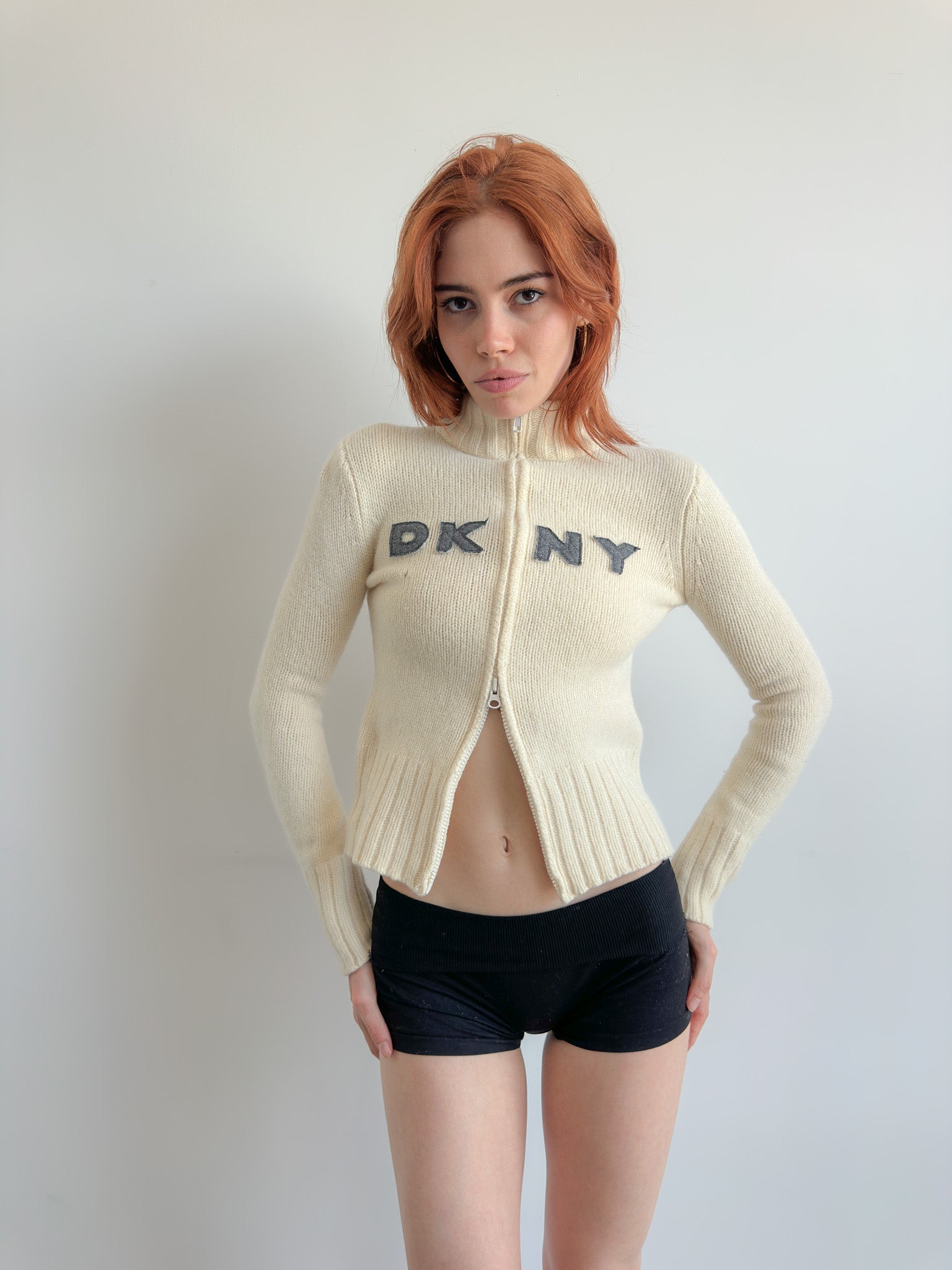 DKNY dual zip knit / size xs-s