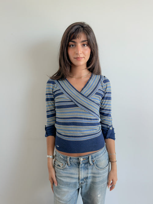 3/4 sleeve stripe knit / size s