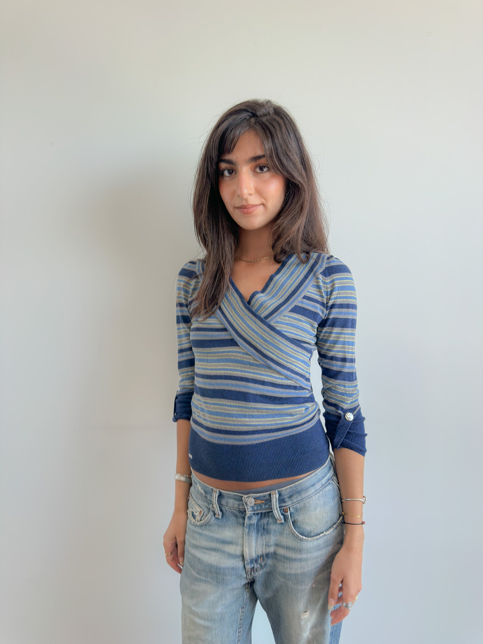 3/4 sleeve stripe knit / size s