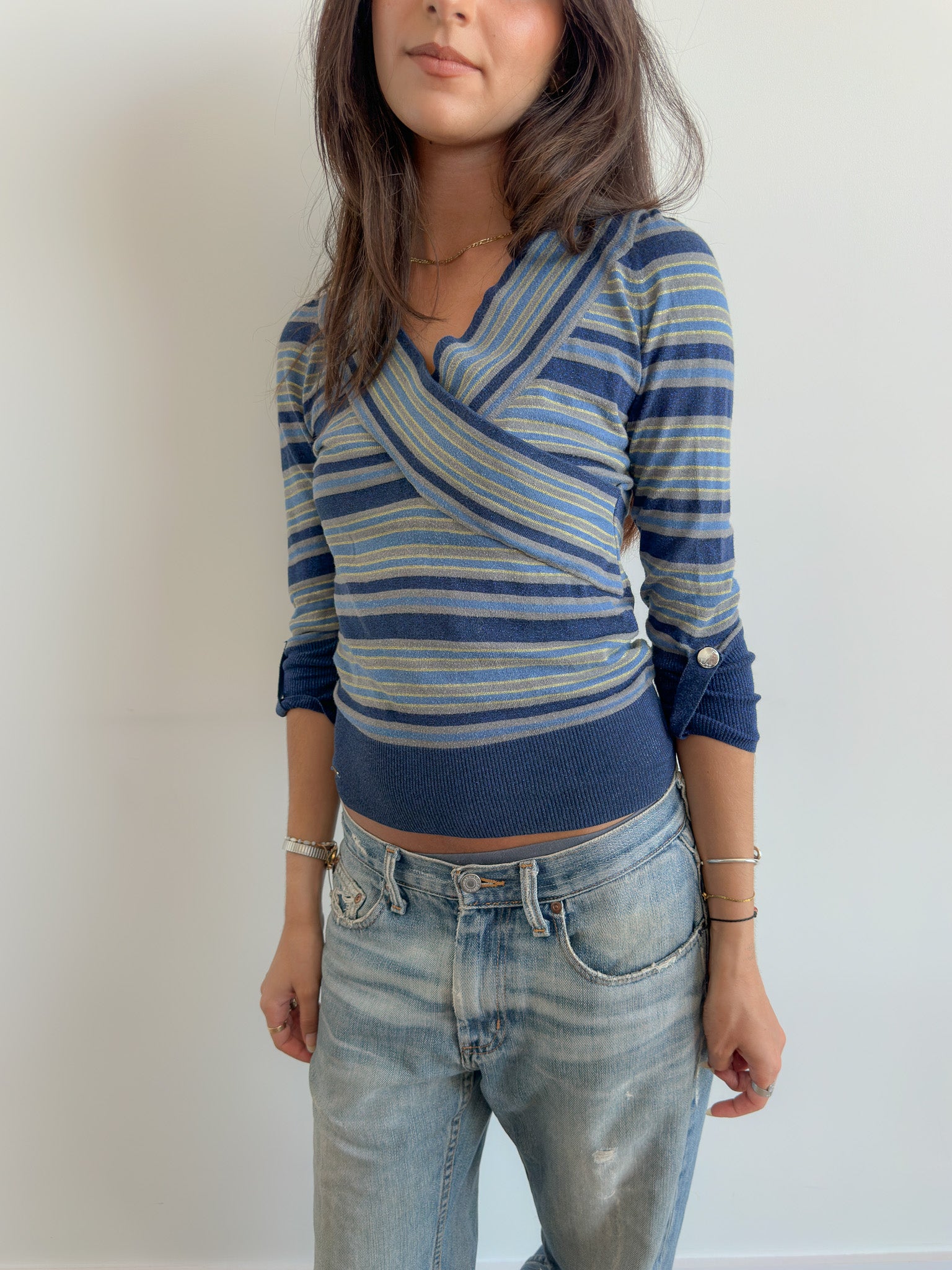 3/4 sleeve stripe knit / size s