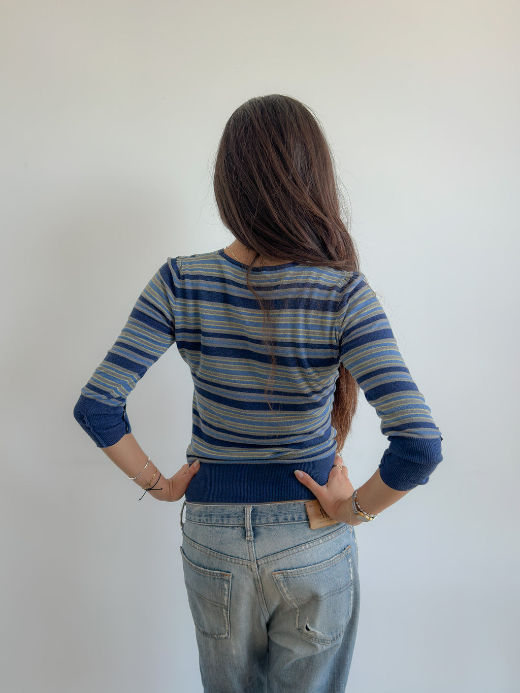 3/4 sleeve stripe knit / size s