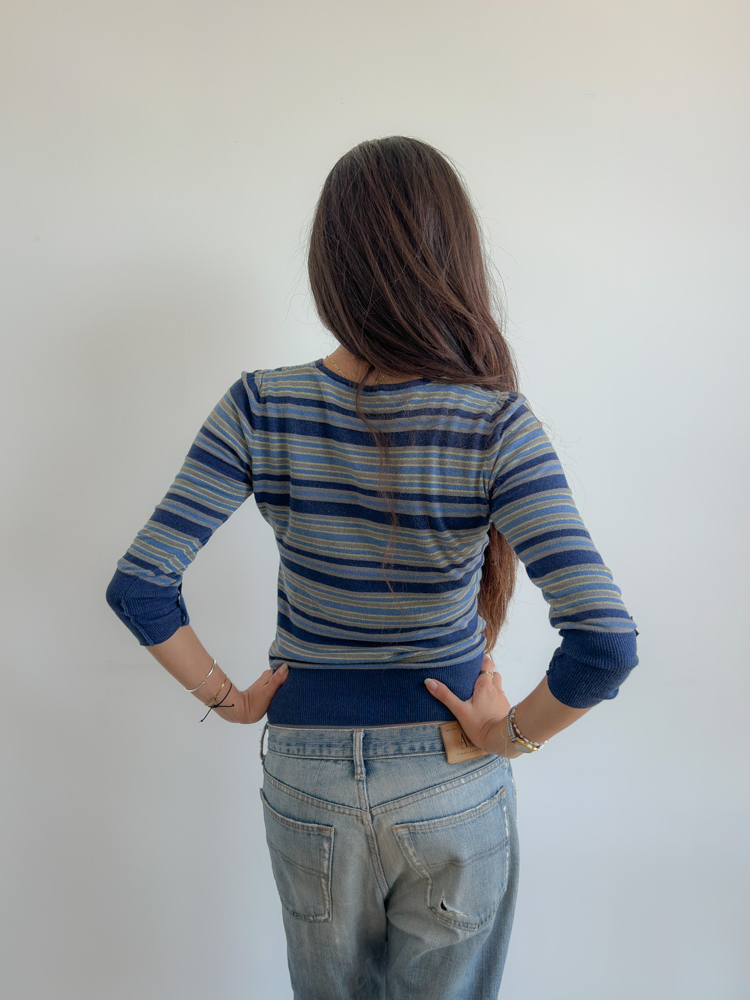 3/4 sleeve stripe knit / size s