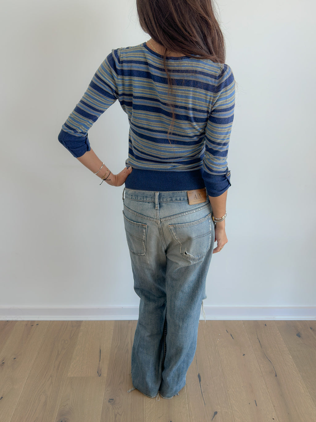3/4 sleeve stripe knit / size s