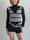 stripe roll neck knit / size xs-s