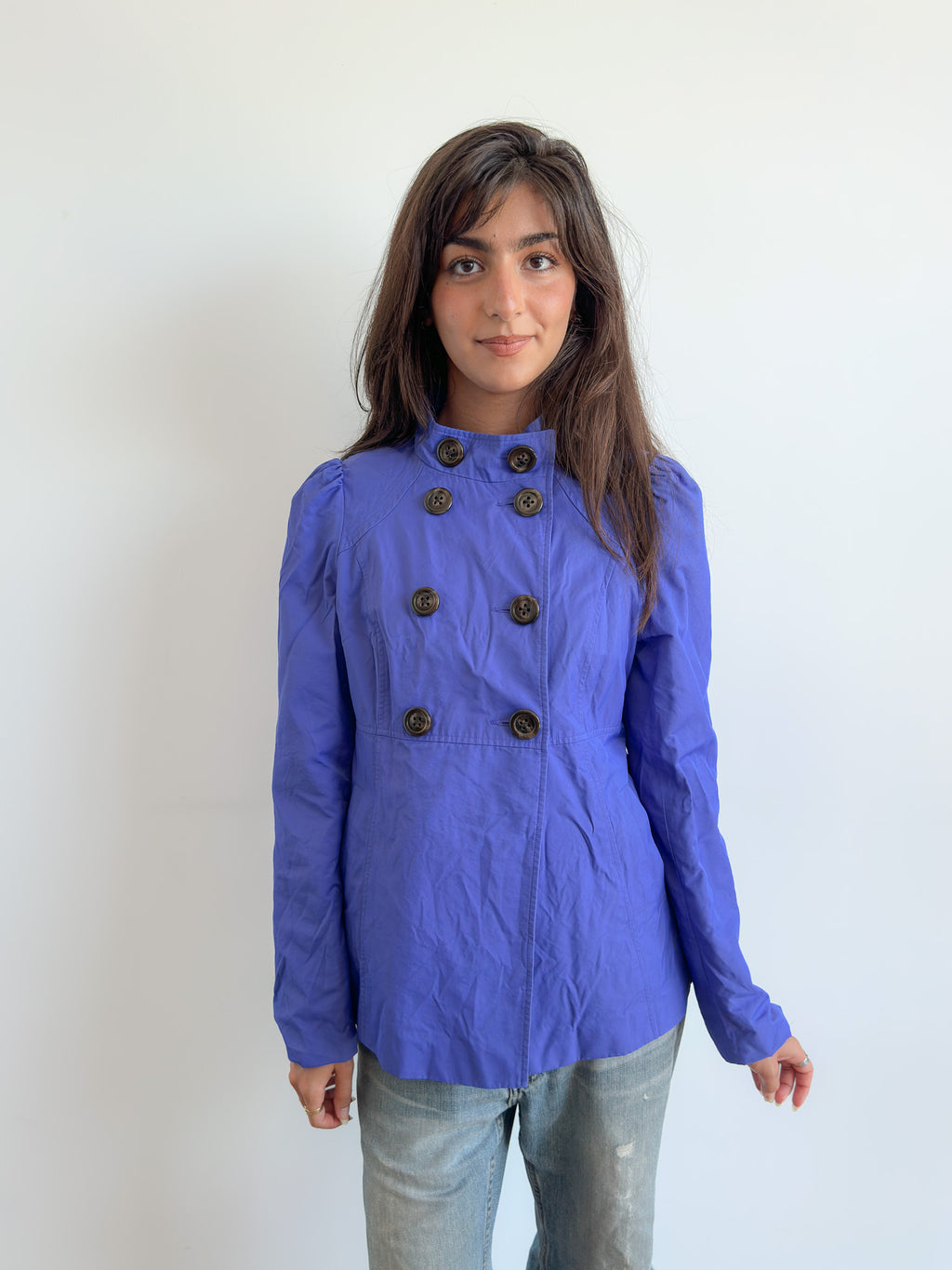 blue pea coat / size m
